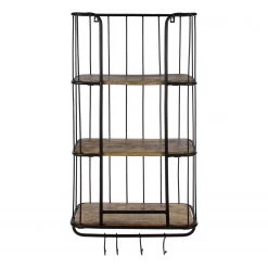 Red Living Porte-manteau mural Helbra - Noir / Imitation chêne