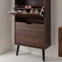 Loftscape Meuble à chaussures Gjora - Imitation noyer / Noir -Vestiaires Soldes 1000173633 201002 14155100002 DETAILS P000000001000173633