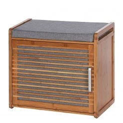 WENKO Banc d’entrée Bahari - Tissu / Bambou massif - Gris / Bambou