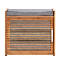 WENKO Banc d’entrée Bahari - Tissu / Bambou massif - Gris / Bambou -Vestiaires Soldes 1000176887 190627 16584000074 GALLERYIMAGES P000000001000176887