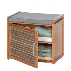 WENKO Banc d’entrée Bahari - Tissu / Bambou massif - Gris / Bambou -Vestiaires Soldes 1000176887 190627 16584000075 GALLERYIMAGES P000000001000176887