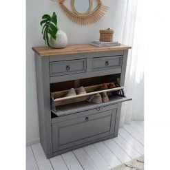 Maison Belfort Meuble à chaussures Finca Rustica - Pin massif - Pin gris -Vestiaires Soldes 1000178055 200603 16035700042 MOOD DETAILS P000000001000178055 mood