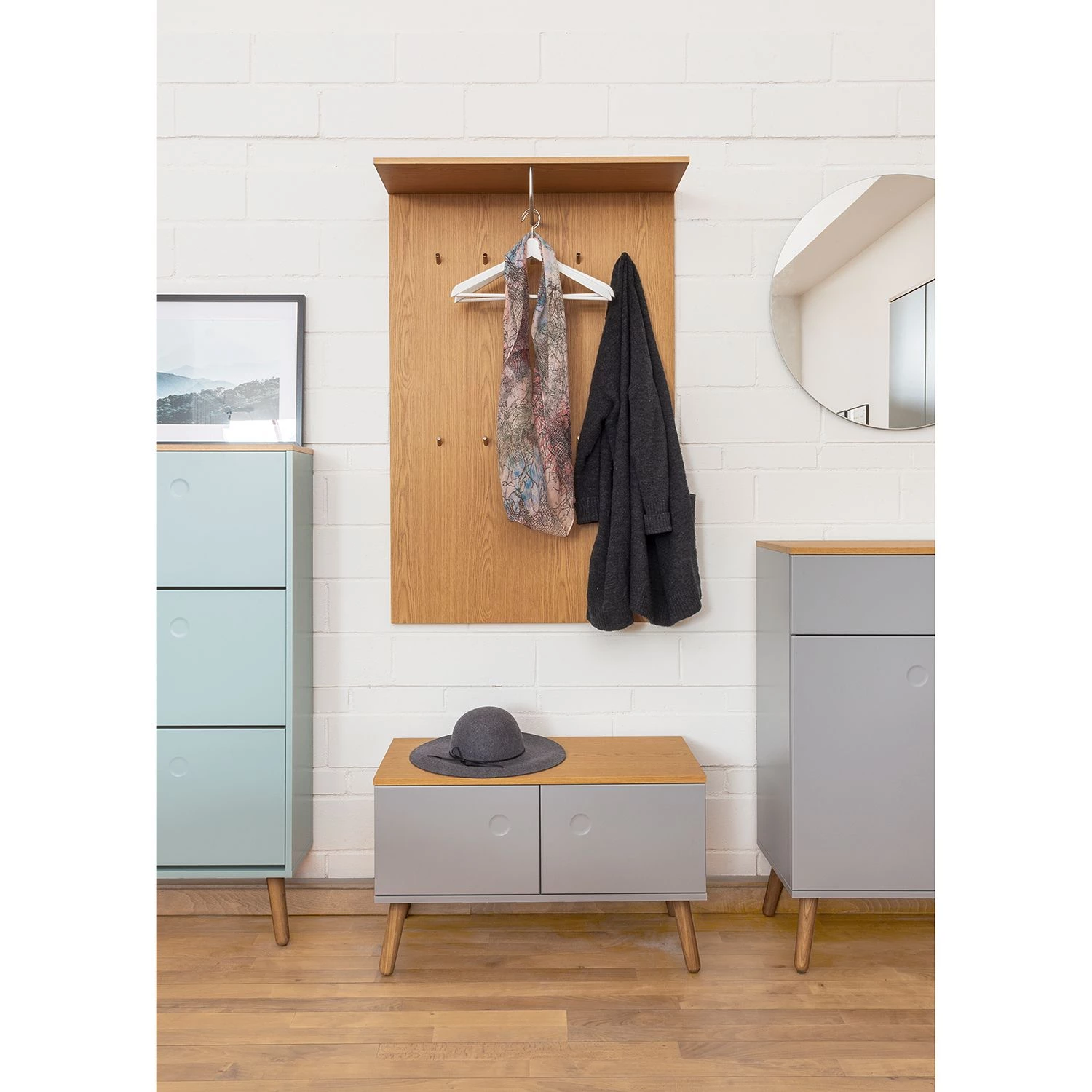 Tenzo Porte-manteaux Dot - Chêne / Argenté 2 Tenzo Porte-manteaux Dot - Chêne / Argenté – Image 2