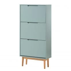 Mørteens Meuble à chaussures Lindholm - Partiellement en chêne massif - Vert menthe - Hauteur : 130 cm
