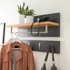 Mørteens Porte-manteaux mural Lindholm - Partiellement en chêne massif - Gris -Vestiaires Soldes 1000178556 200203 10522000023 MOOD DETAILS P000000001000178556 mood