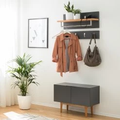 Mørteens Porte-manteaux mural Lindholm - Partiellement en chêne massif - Gris -Vestiaires Soldes 1000178556 200203 10522000024 MOOD DETAILS P000000001000178556 mood