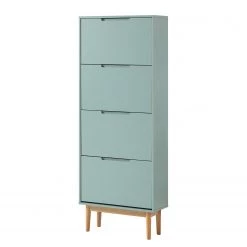 Mørteens Meuble à chaussures Lindholm - Partiellement en chêne massif - Vert menthe - Hauteur : 165 cm