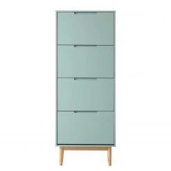 Mørteens Meuble à chaussures Lindholm - Partiellement en chêne massif - Vert menthe - Hauteur : 165 cm -Vestiaires Soldes 1000178563 200103 13383000051 DETAILS P000000001000178563