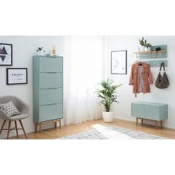 Mørteens Meuble à chaussures Lindholm - Partiellement en chêne massif - Vert menthe - Hauteur : 165 cm -Vestiaires Soldes 1000178563 200203 10522100042 MOOD DETAILS P000000001000178563 mood