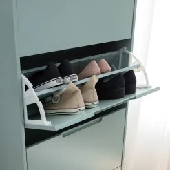 Mørteens Meuble à chaussures Lindholm - Partiellement en chêne massif - Vert menthe - Hauteur : 165 cm -Vestiaires Soldes 1000178563 200203 10522100044 DETAILS P000000001000178563