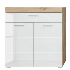 Trendteam Meubles à chaussures Amanda - Blanc brillant / Imitation chêne à nœuds