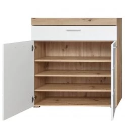 Trendteam Meubles à chaussures Amanda - Blanc brillant / Imitation chêne à nœuds -Vestiaires Soldes 1000180508 190708 11350800124 DETAILS P000000001000180508