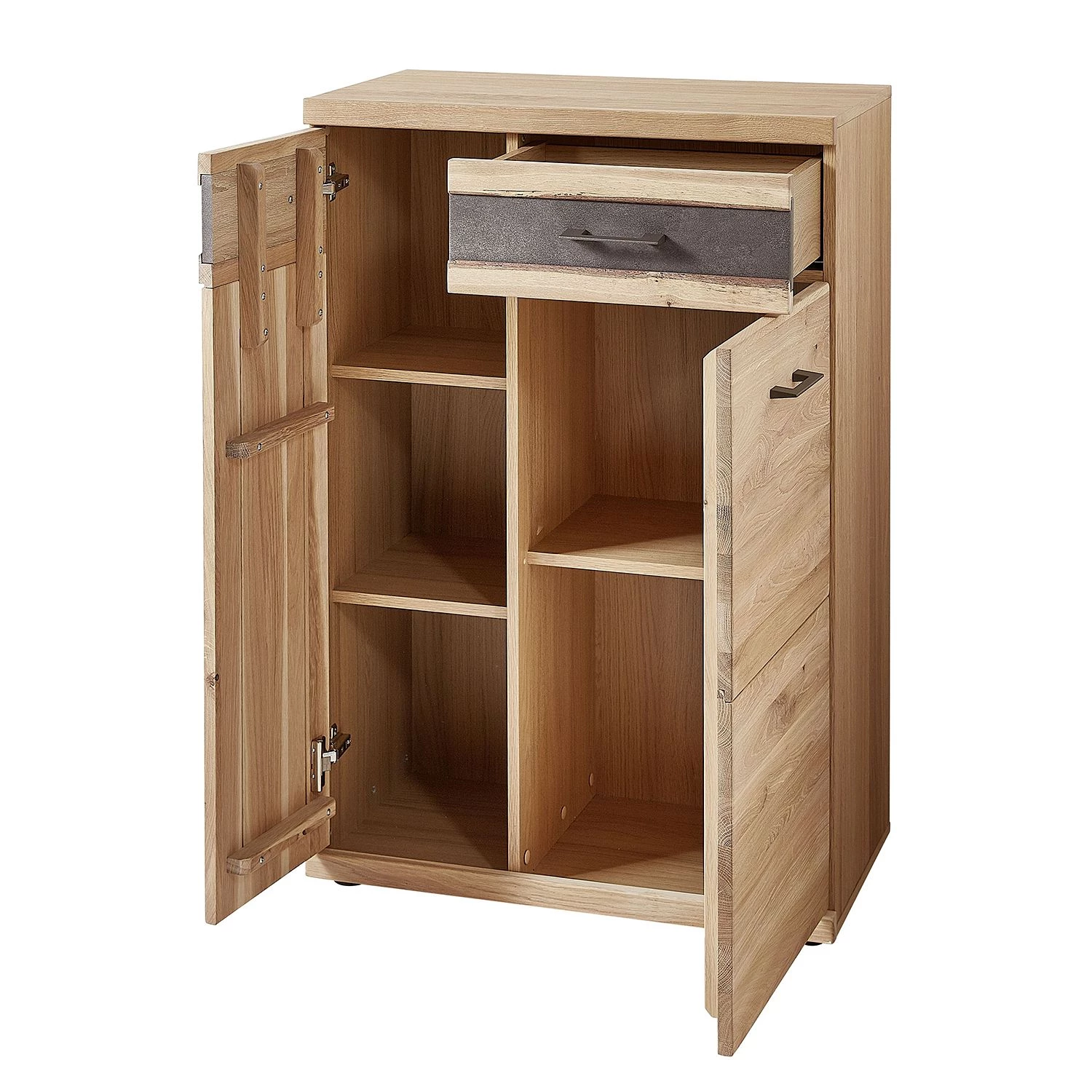 Naturoo Meuble à chaussure Goodwood - Partiellement en chêne sauvage - Chêne sauvage / Gris foncé 4 Naturoo Meuble à chaussure Goodwood - Partiellement en chêne sauvage - Chêne sauvage / Gris foncé – Image 4