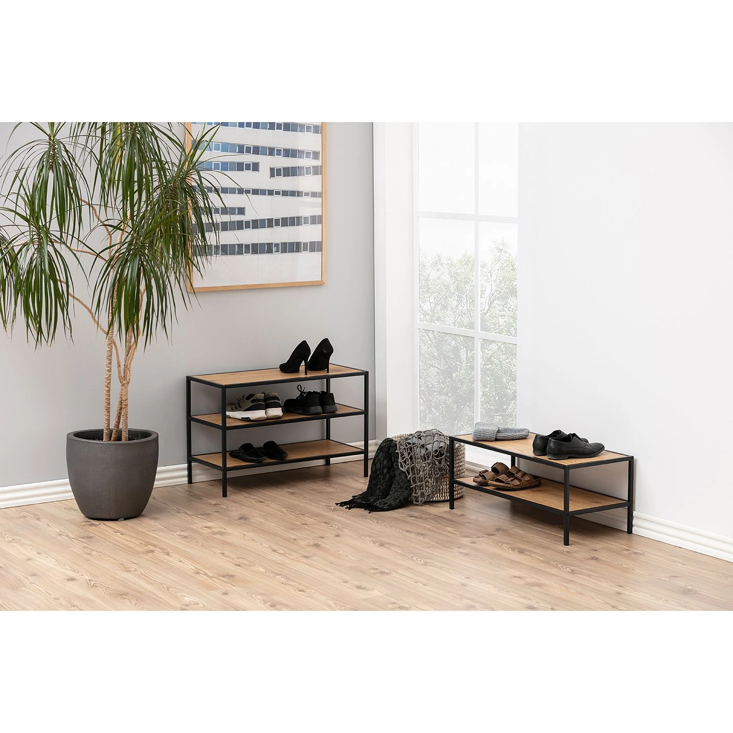 Red Living Étagère à chaussures Coogee II - Imitation chêne sauvage / Noir 2 Red Living Étagère à chaussures Coogee II - Imitation chêne sauvage / Noir – Image 2