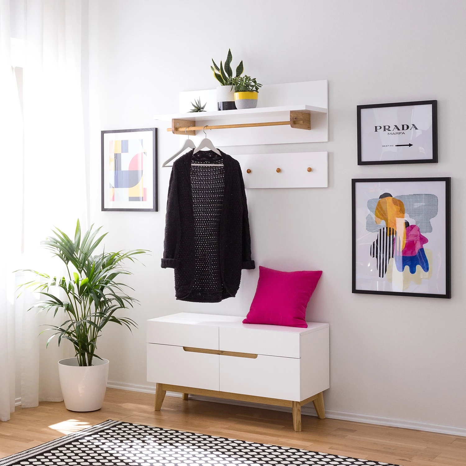 Mørteens Patère Tenabo - Partiellement en chêne massif - Blanc / Chêne 2 Mørteens Patère Tenabo - Partiellement en chêne massif - Blanc / Chêne – Image 2