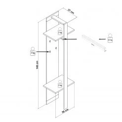 Red Living Porte-manteau mural Tropoja - Imitation pin / Anthracite -Vestiaires Soldes 1000187436 190913 11021000041 SKETCH DETAILS P000000001000187436 sketch