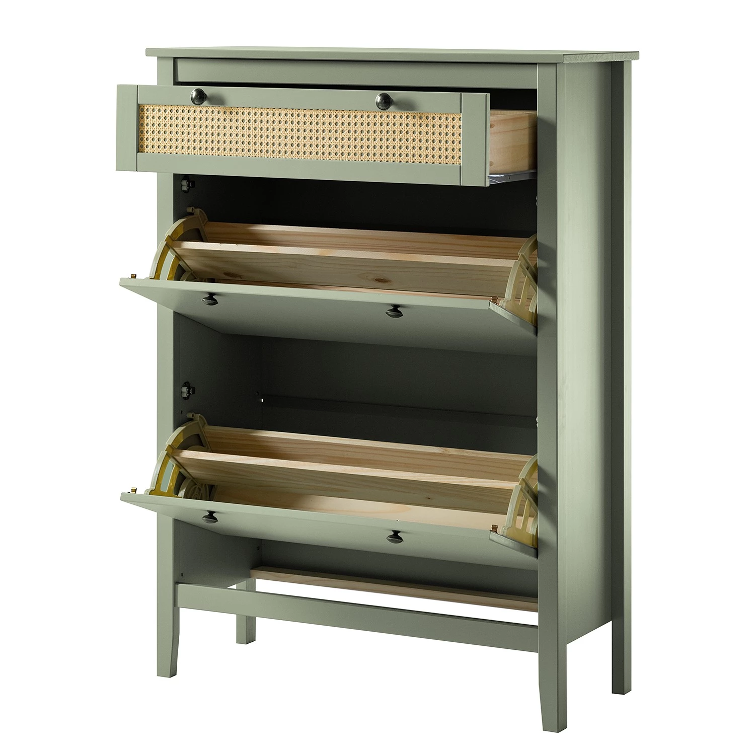 Maison Belfort Meuble à chaussures Belleria - Pin massif - Vert olive clair 3 Maison Belfort Meuble à chaussures Belleria - Pin massif - Vert olive clair – Image 3