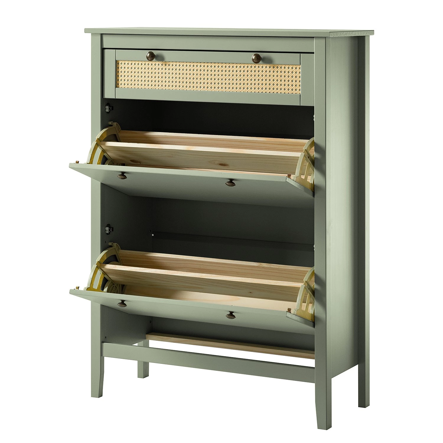 Maison Belfort Meuble à chaussures Belleria - Pin massif - Vert olive clair 6 Maison Belfort Meuble à chaussures Belleria - Pin massif - Vert olive clair – Image 6