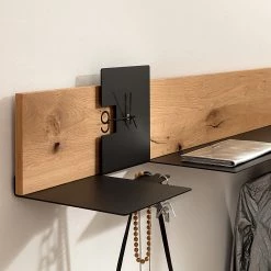 GWINNER Porte-manteau mural Style - Placage en bois véritable / Métal - Chêne / Anthracite -Vestiaires Soldes 1000188720 190926 06084400024 DETAILS P000000001000188720