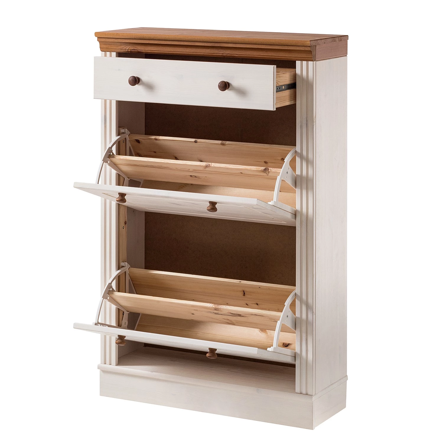 Maison Belfort Meuble à chaussures Lillehammer II - Pin massif - Pin blanc / Pin couleur miel 7 Maison Belfort Meuble à chaussures Lillehammer II - Pin massif - Pin blanc / Pin couleur miel – Image 7