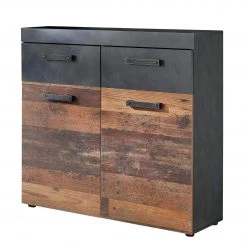 Trendteam Meuble à chaussures Indy - Imitation bois recyclé / Anthracite