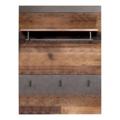 Trendteam Porte-manteau mural Indy - Imitation bois recyclé / Anthracite