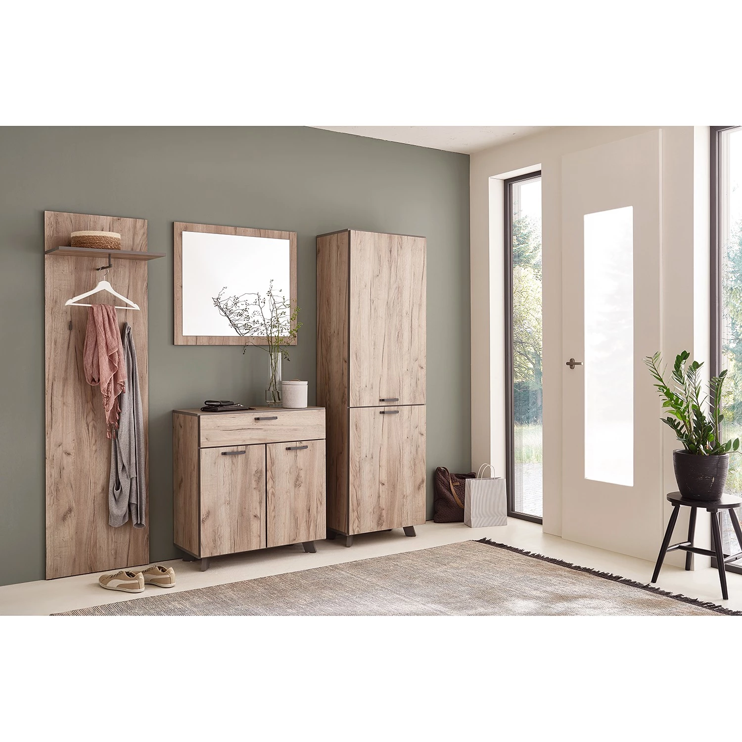 Loftscape Porte-manteau mural Roseray - Imitation chêne / Gris 2 Loftscape Porte-manteau mural Roseray - Imitation chêne / Gris – Image 2