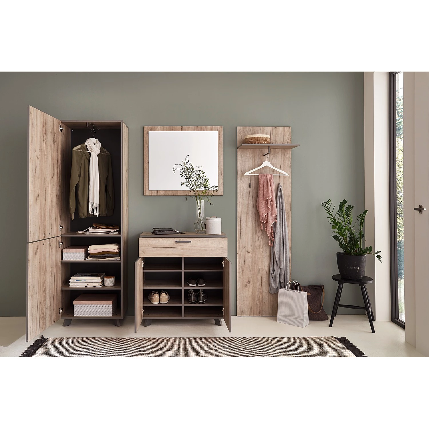 Loftscape Porte-manteau mural Roseray - Imitation chêne / Gris 3 Loftscape Porte-manteau mural Roseray - Imitation chêne / Gris – Image 3