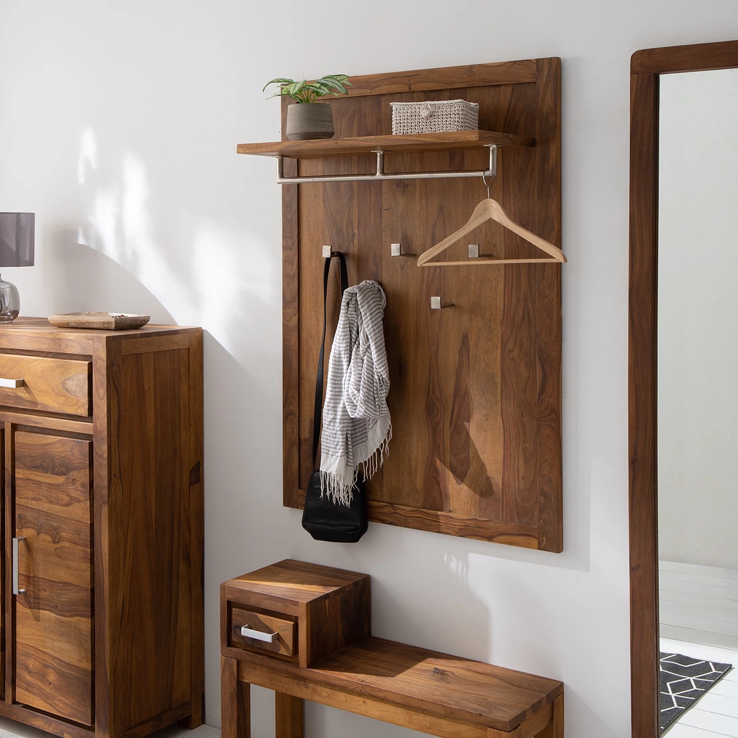 Ars Natura Porte-manteaux mural Ohio - Sheesham massif 2 Ars Natura Porte-manteaux mural Ohio - Sheesham massif – Image 2