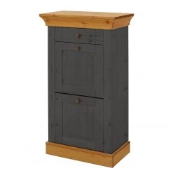 Maison Belfort Meuble à chaussures Bergen I - Pin massif / Métal - Epicéa gris / Epicéa lessivé