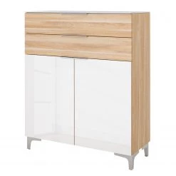 Maja Möbel Meuble à chaussures Shino I - Verre - Blanc / Imitation chêne