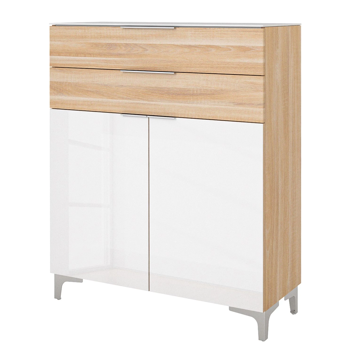 Maja Möbel Meuble à chaussures Shino I - Verre - Blanc / Imitation chêne 1 Maja Möbel Meuble à chaussures Shino I - Verre - Blanc / Imitation chêne