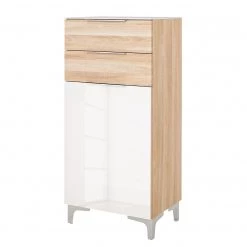Maja Möbel Meuble à chaussures Shino II - Verre - Blanc / Imitation chêne