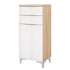 Maja Möbel Meuble à chaussures Shino IV - Verre - Blanc / Imitation chêne