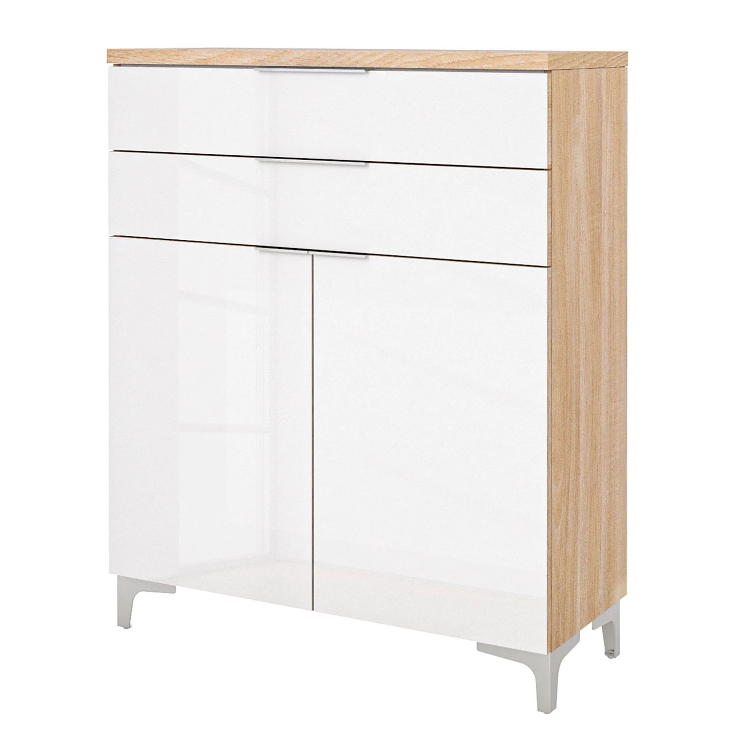 Maja Möbel Meuble à chaussures Shino III - Verre - Blanc / Imitation chêne 1 Maja Möbel Meuble à chaussures Shino III - Verre - Blanc / Imitation chêne