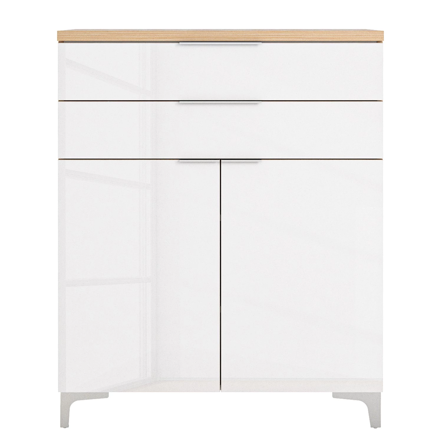 Maja Möbel Meuble à chaussures Shino III - Verre - Blanc / Imitation chêne 2 Maja Möbel Meuble à chaussures Shino III - Verre - Blanc / Imitation chêne – Image 2