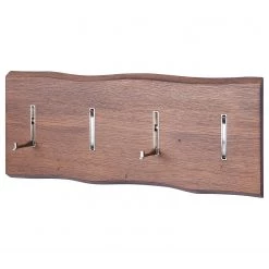 Loftscape Porte-manteaux mural Maybell - Chêne massif / Métal - Chêne foncé / Argenté