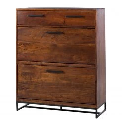 Ars manufacti Meuble à chaussures Woodson I - Acacia massif /Métal - Acacia brun