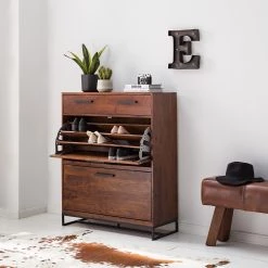 Ars manufacti Meuble à chaussures Woodson I - Acacia massif /Métal - Acacia brun -Vestiaires Soldes 1000211695 210507 15050800025 MOOD DETAILS P000000001000211695 mood