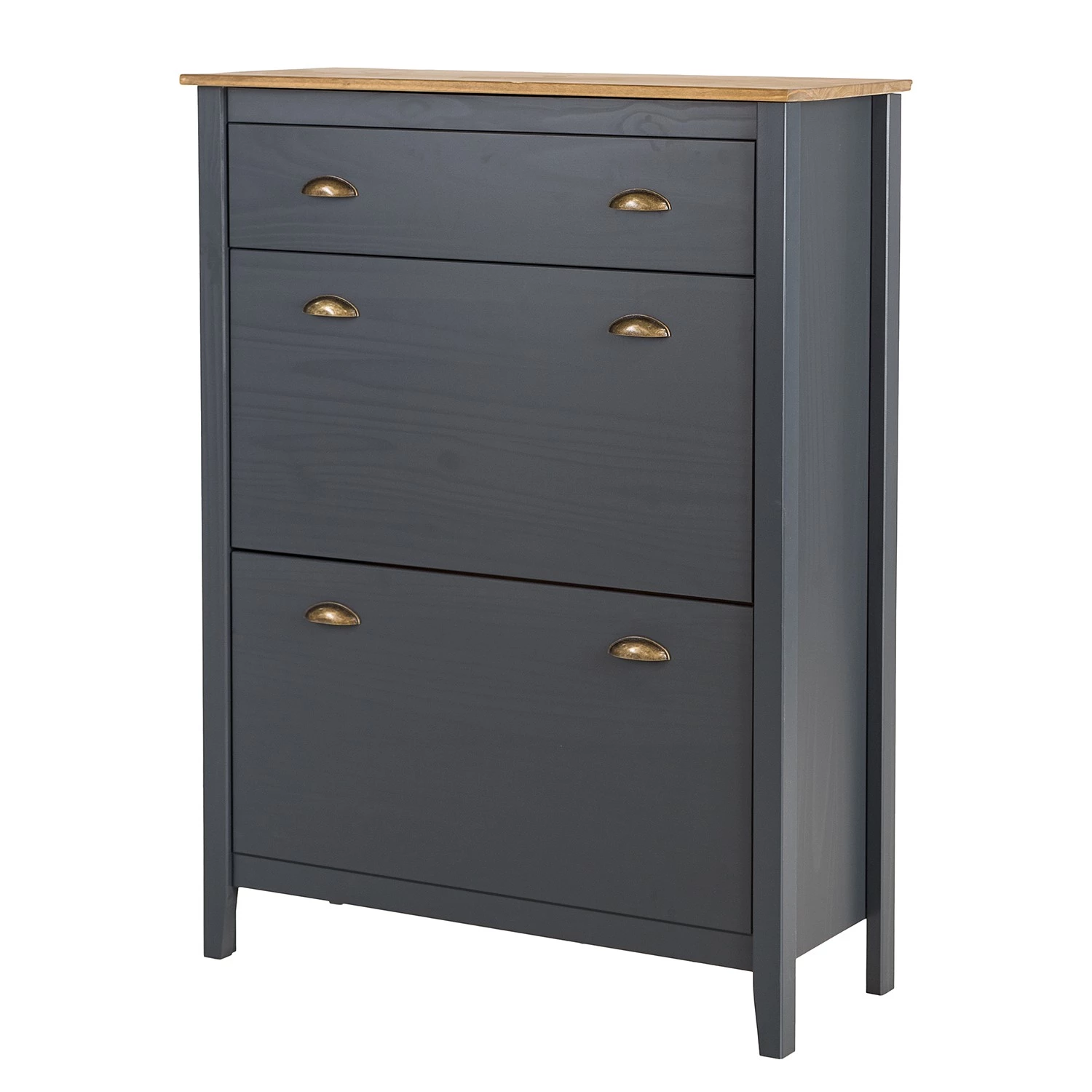 Maison Belfort Meuble à chaussures Rivery - Pin massif - Anthracite 1 Maison Belfort Meuble à chaussures Rivery - Pin massif - Anthracite