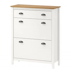 Maison Belfort Meuble à chaussures Rivery - Pin massif - Blanc