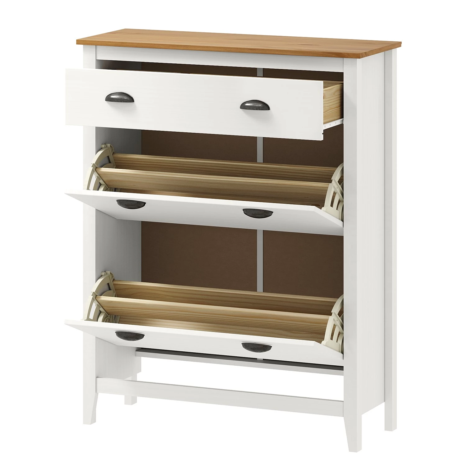 Maison Belfort Meuble à chaussures Rivery - Pin massif - Blanc 2 Maison Belfort Meuble à chaussures Rivery - Pin massif - Blanc – Image 2