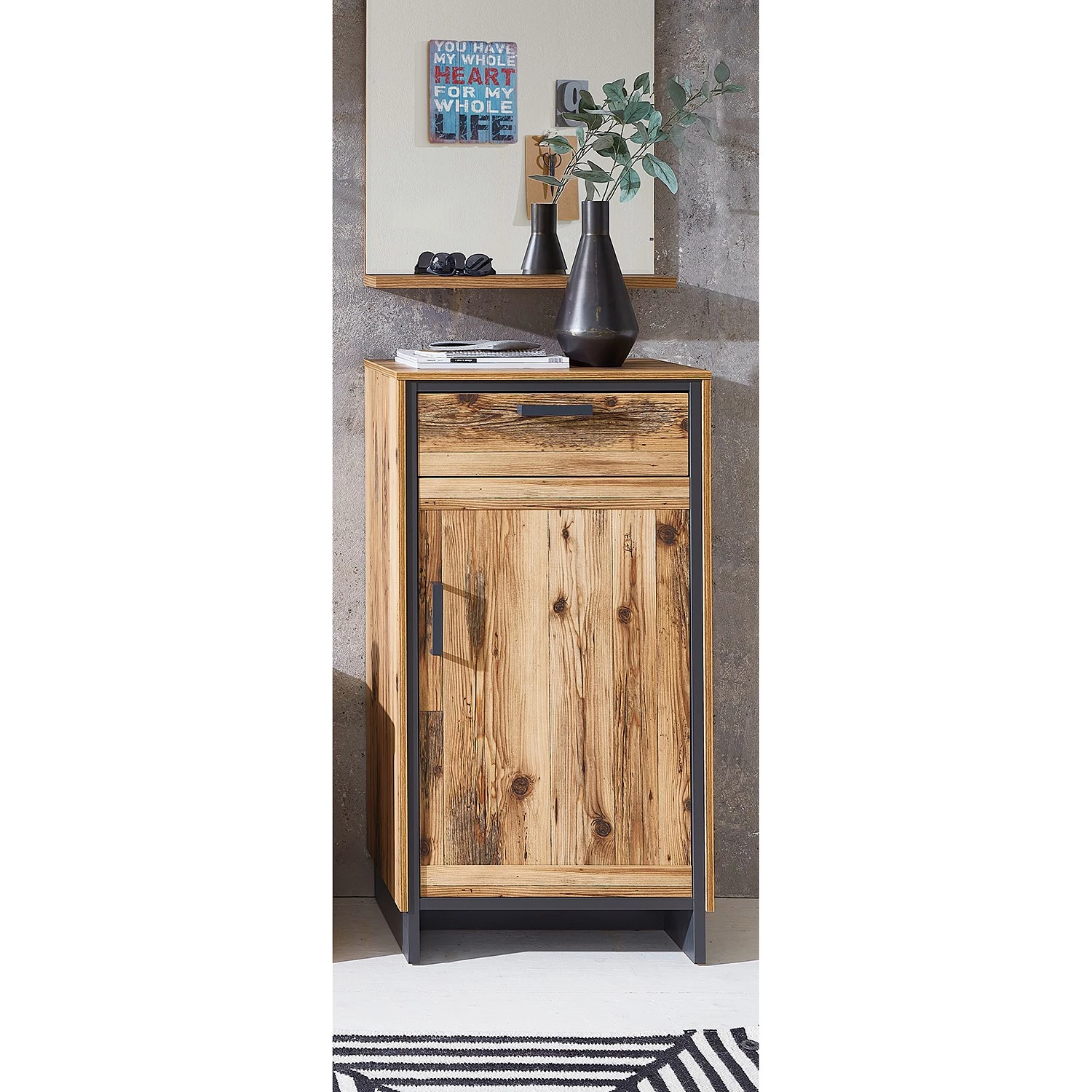 Ridgevalley Meuble à chaussures Priay I - Imitation mélèze / Graphite 2 Ridgevalley Meuble à chaussures Priay I - Imitation mélèze / Graphite – Image 2