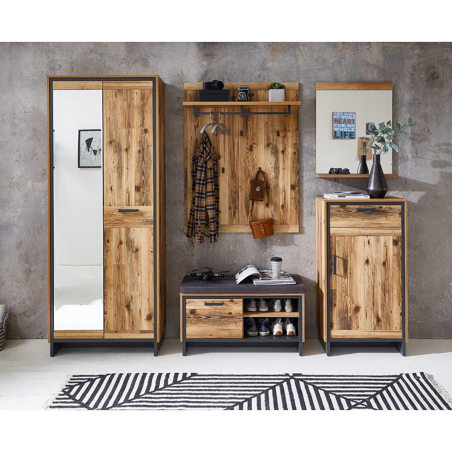 Ridgevalley Meuble à chaussures Priay I - Imitation mélèze / Graphite 3 Ridgevalley Meuble à chaussures Priay I - Imitation mélèze / Graphite – Image 3