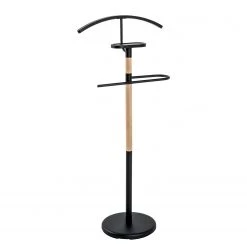 Red Living Valet de chambre Poway - Métal / Hêtre massif - Noir / Hêtre