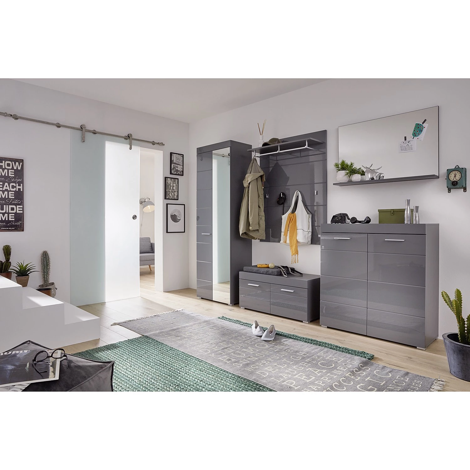 Trendteam Meubles à chaussures Amanda - Gris brillant 2 Trendteam Meubles à chaussures Amanda - Gris brillant – Image 2