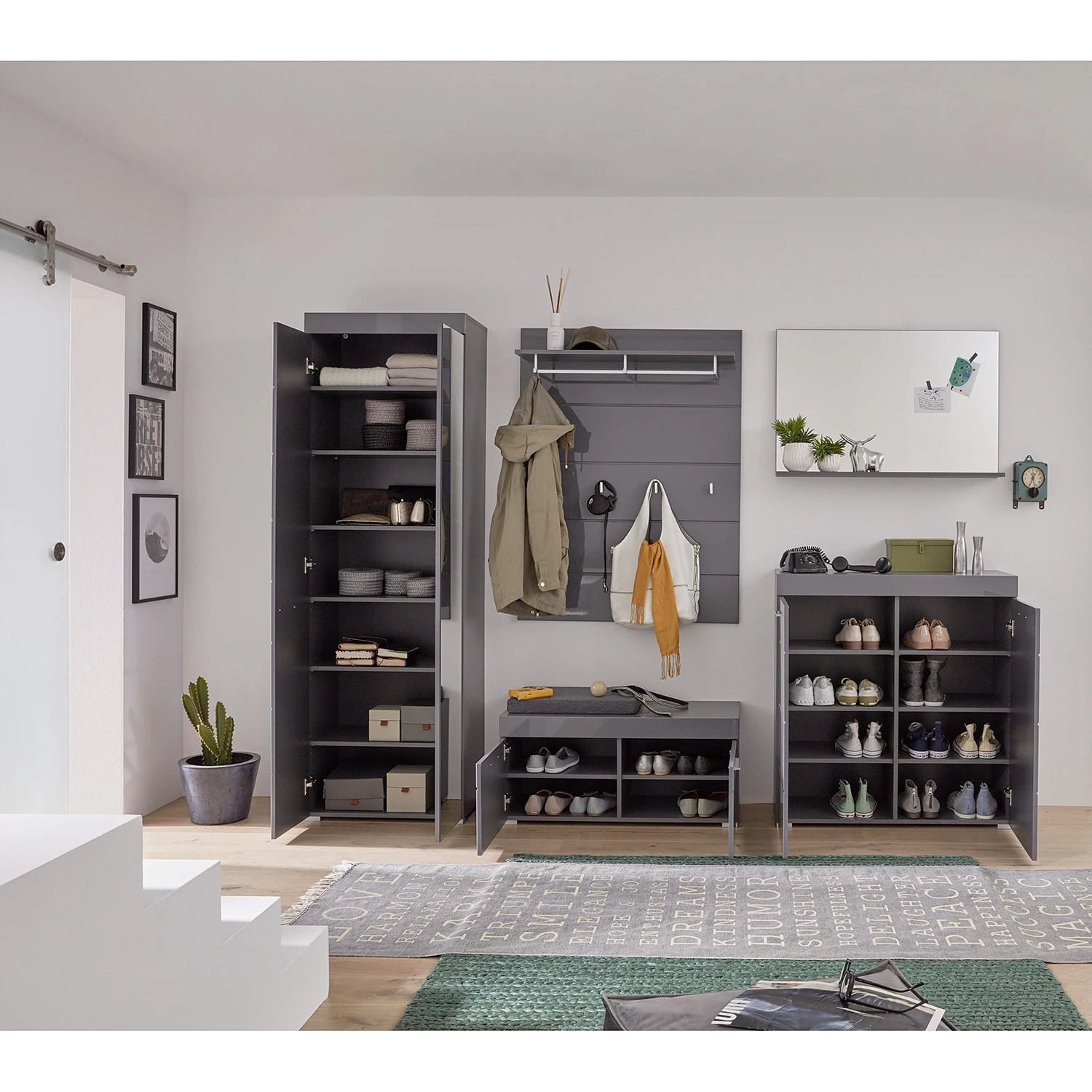 Trendteam Meubles à chaussures Amanda - Gris brillant 4 Trendteam Meubles à chaussures Amanda - Gris brillant – Image 4