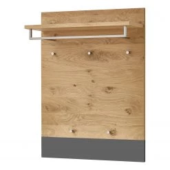 Voss Porte-manteau mural Levio I - Placage en bois véritable - Chêne - Gris - Largeur : 80 cm