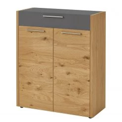 Voss Meuble à chaussures Levio III - Placage en bois véritable - Chêne - Gris