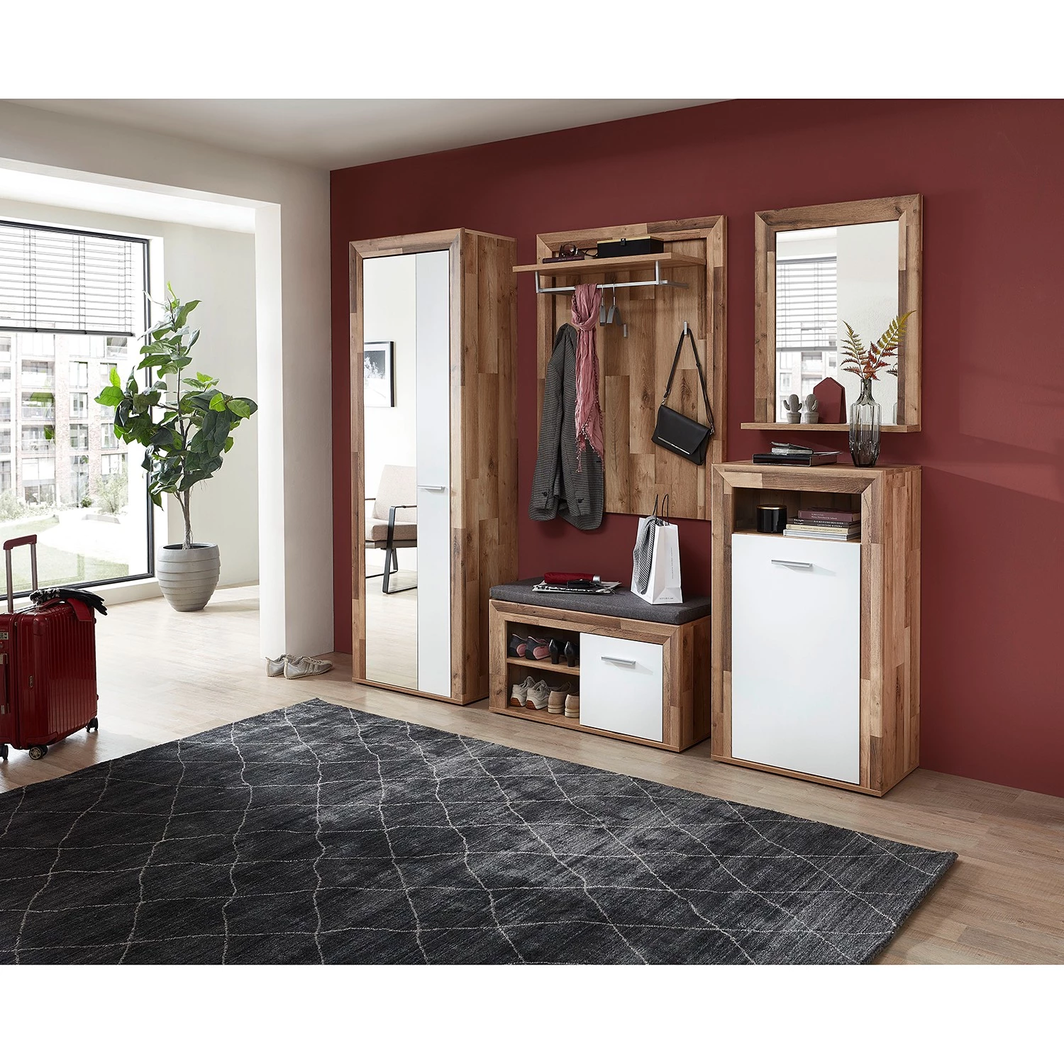 Loftscape Meuble à chaussures Waverly I - Blanc / Imitation chêne 2 Loftscape Meuble à chaussures Waverly I - Blanc / Imitation chêne – Image 2